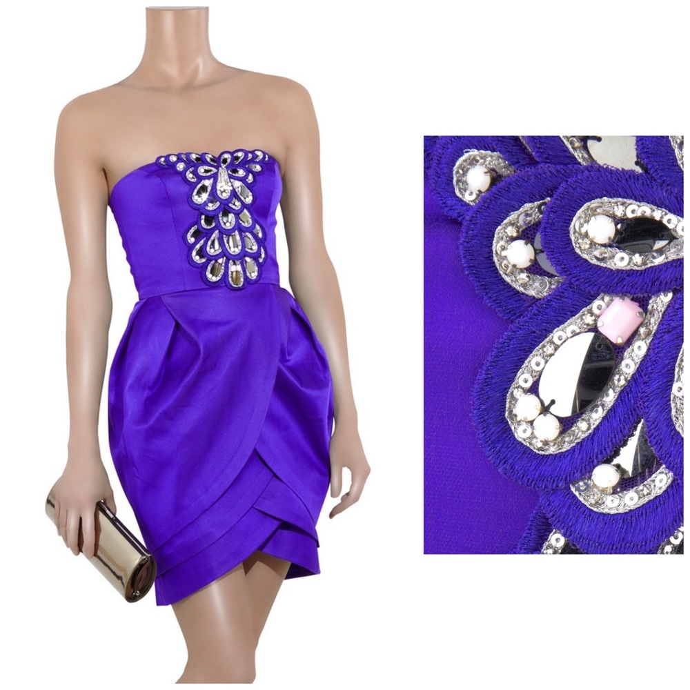 Temperly London Embellished Strapless Satin Dress - Picture 3 of 9